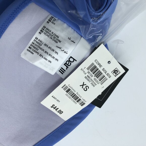 Bar III Blue Core Solids Twist Bandeau Bikini Swim Removable Strap Top XS - Picture 4 of 5